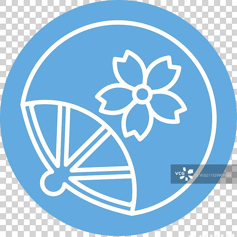 与樱花节相关的蓝色扇子图标图片素材