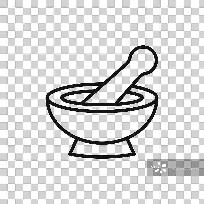 白色背景上的研钵和杵图标符号图片素材