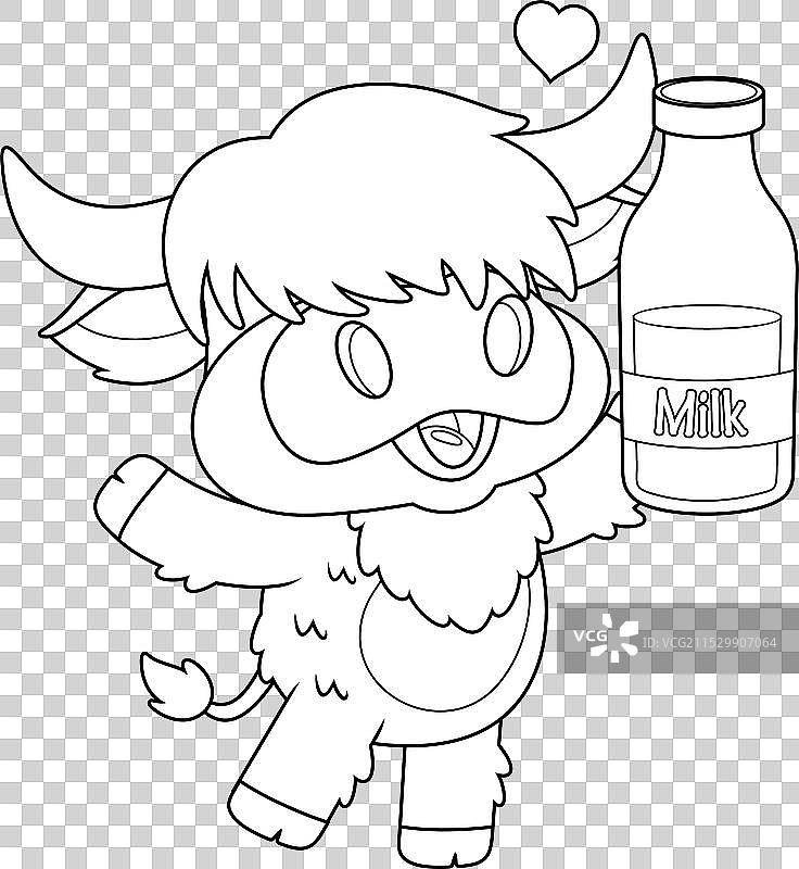 可爱的高地牛动物轮廓图图片素材