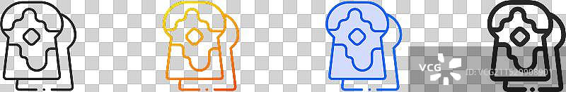 法式吐司图标，细线性渐变蓝色描边图片素材
