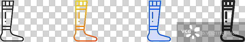 护腿器图标，细线性渐变蓝色描边图片素材