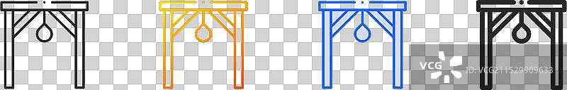 绞刑架图标，细线性渐变蓝色描边和图片素材
