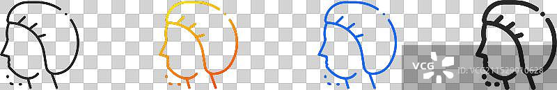 下颌整形图标，细线性渐变蓝色描边图片素材