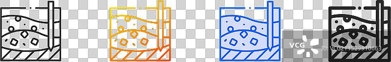 地质图标，细线性渐变蓝色描边图片素材