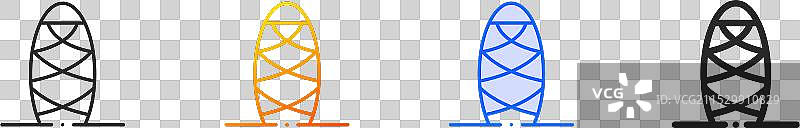 黄瓜图标，细线性渐变蓝色描边图片素材