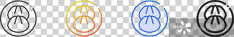 紫菜包饭图标，细线性渐变蓝色描边图片素材