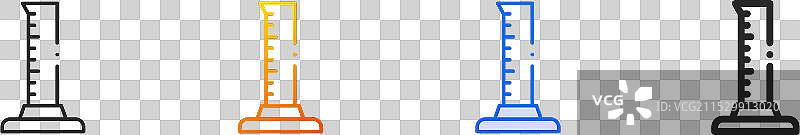 毕业量筒图标，细线性渐变蓝色图片素材