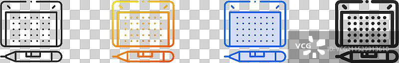 图形平板图标，细线性渐变蓝色图片素材