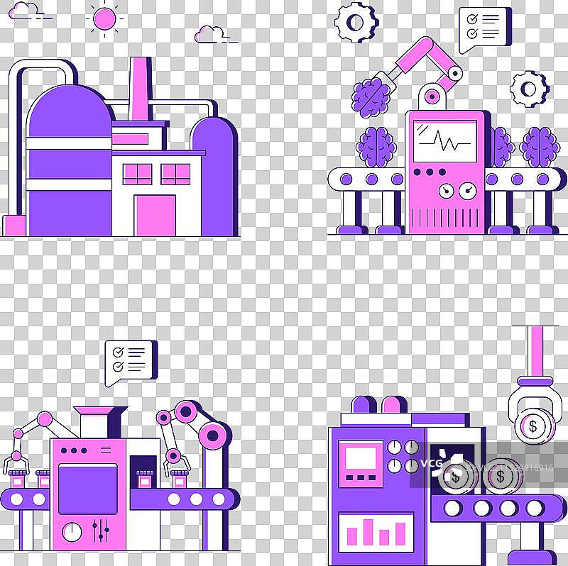 工业自动化平面图集图片素材