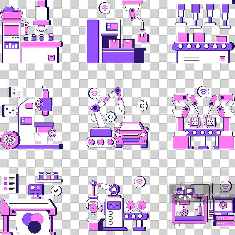 工厂和生产的平面图集图片素材