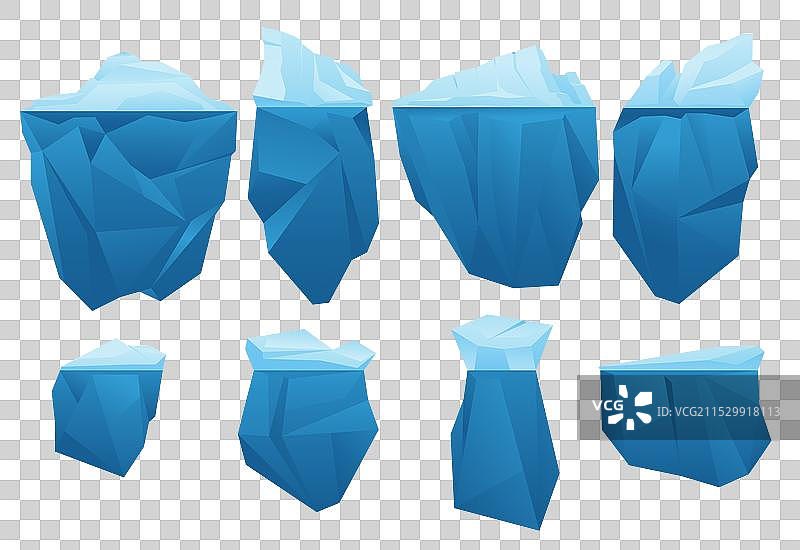 卡通冰山漂浮的冰块各不相同图片素材