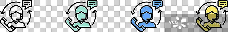 客户服务图标轮廓，绿色和蓝色图片素材