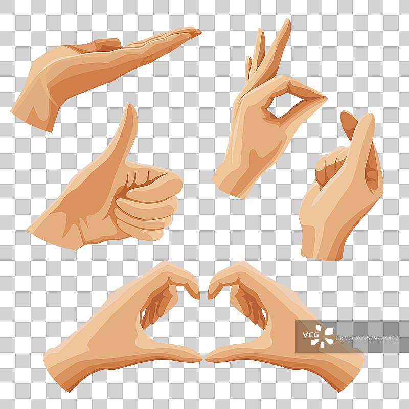 一组人手指向手势的剪贴画图片素材