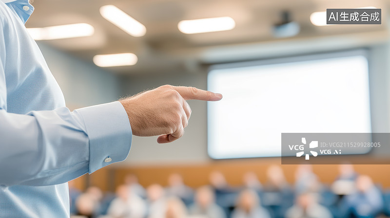 【AI数字艺术】指向投影屏幕的商务演讲图片素材