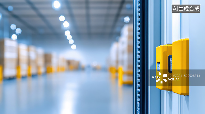 【AI数字艺术】仓库货架上的传感器设备图片素材