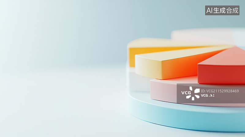 【AI数字艺术】彩色立体饼图模型图片素材