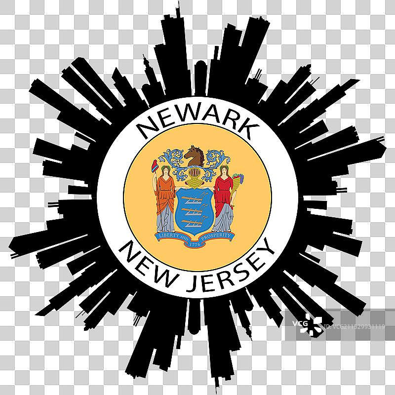 纽瓦克天际线 新泽西州 旗帜 美国 旅行纪念品图片素材