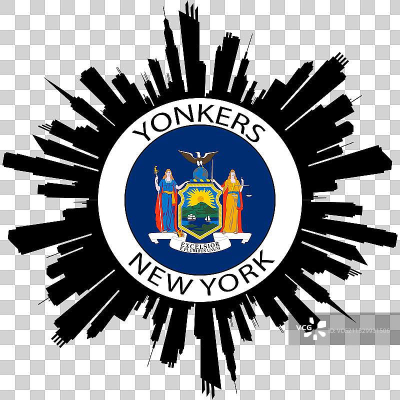 扬克斯天际线 纽约 美国国旗 旅行纪念品图片素材