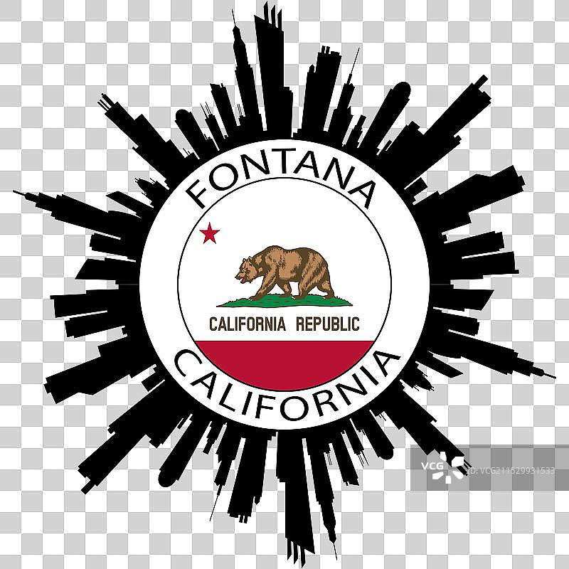 加州丰塔纳天际线美国国旗旅行图片素材