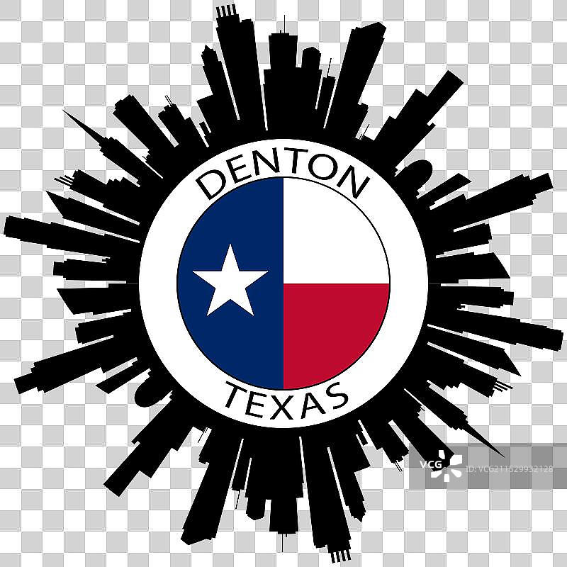 德克萨斯州登顿天际线美国国旗旅行纪念品图片素材