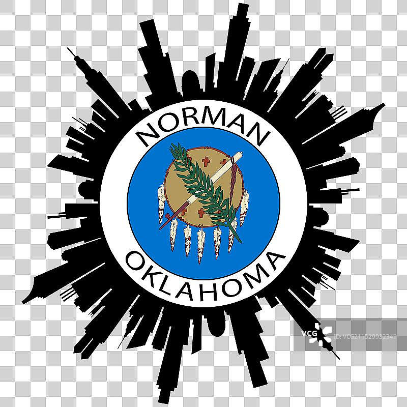 诺曼市天际线 俄克拉荷马州 旗帜 美国 旅行纪念品图片素材