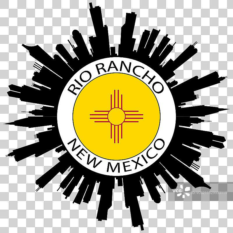 新墨西哥州里奥兰乔天际线与美国国旗旅行图片素材