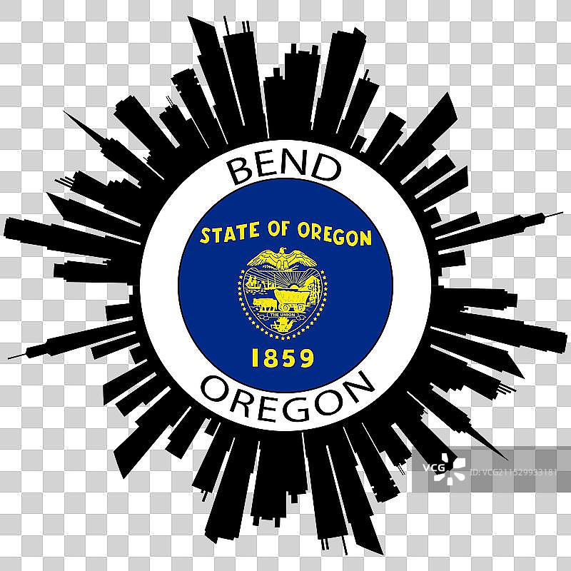 本德天际线俄勒冈州国旗美国旅行纪念品图片素材