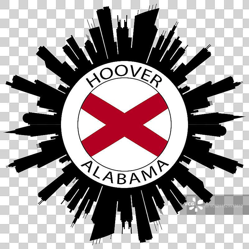 阿拉巴马州胡佛市天际线国旗美国旅行纪念品图片素材