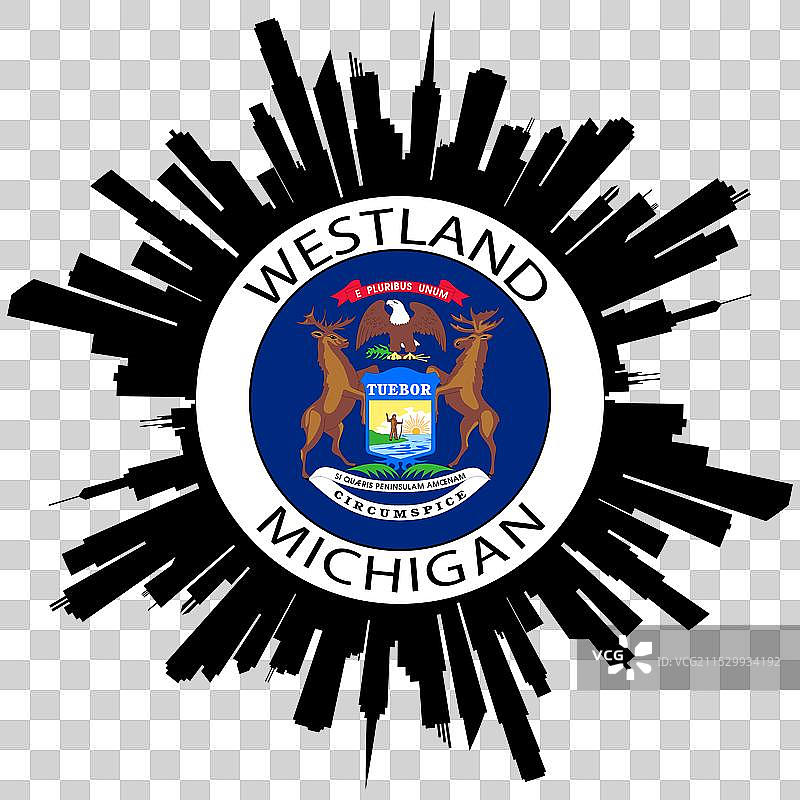 密歇根州西兰天际线美国旅行纪念品图片素材