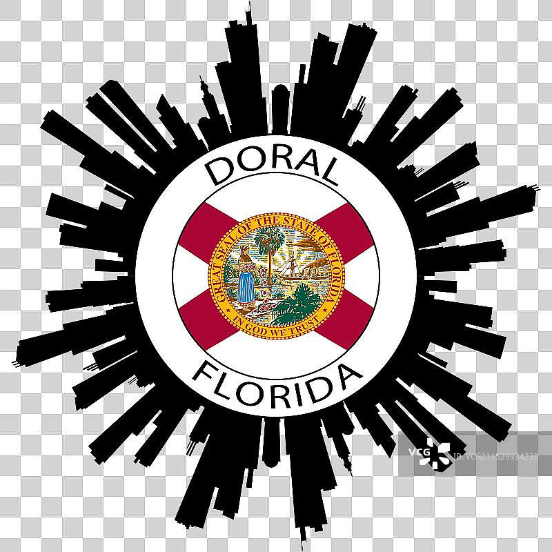 佛罗里达州多拉尔天际线美国国旗旅行纪念品图片素材