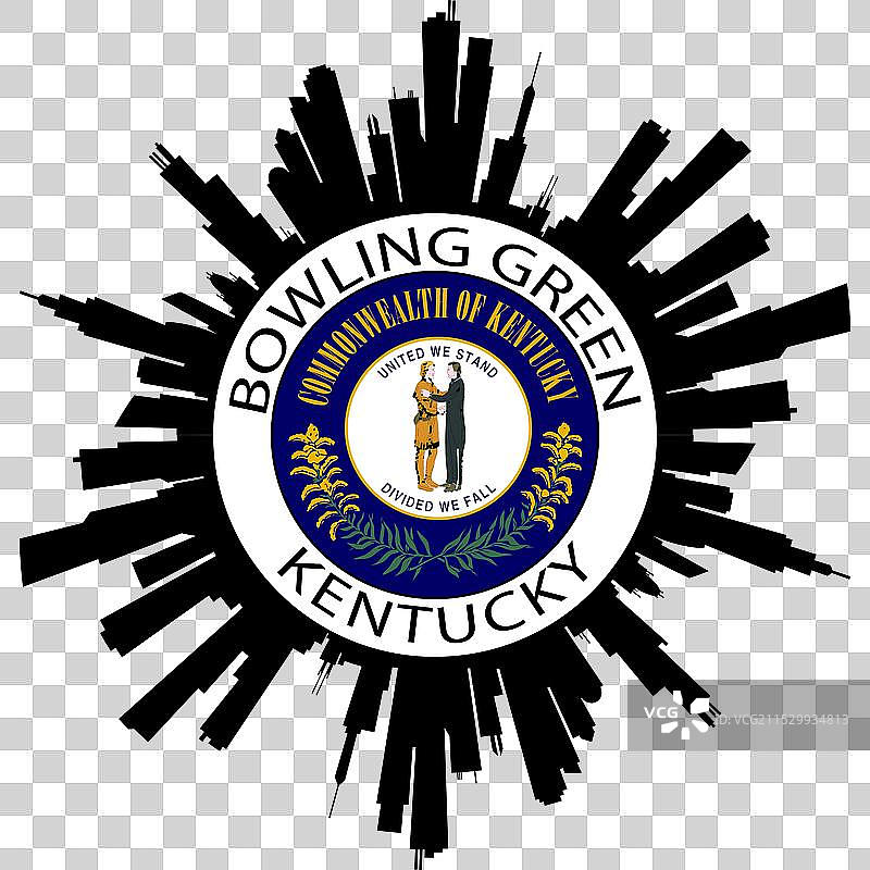 肯塔基州保林绿天际线与美国国旗旅行图片素材