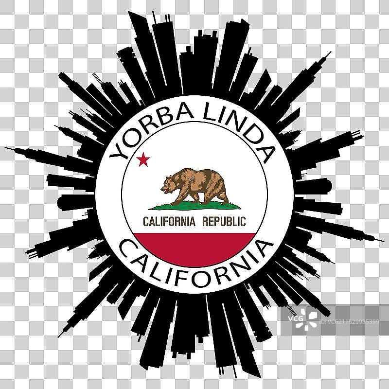 加州约巴林达天际线美国国旗旅行图片素材