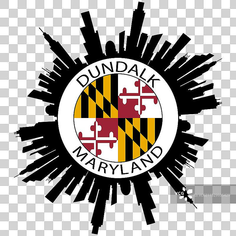 邓多克天际线 马里兰州 旗帜 美国 旅行纪念品图片素材