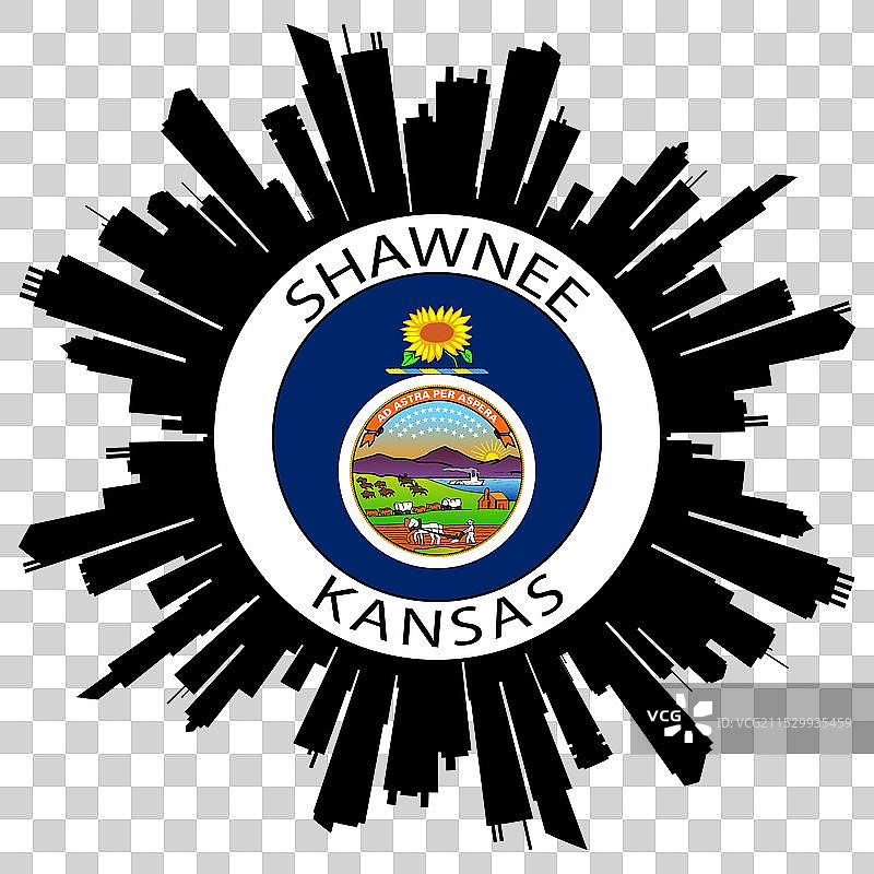 肖尼天际线堪萨斯州国旗美国旅行纪念品图片素材