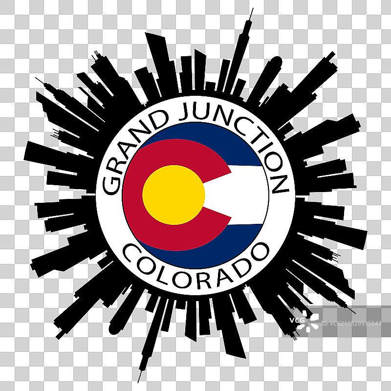 科罗拉多州大 junction 天际线，美国国旗，旅行图片素材