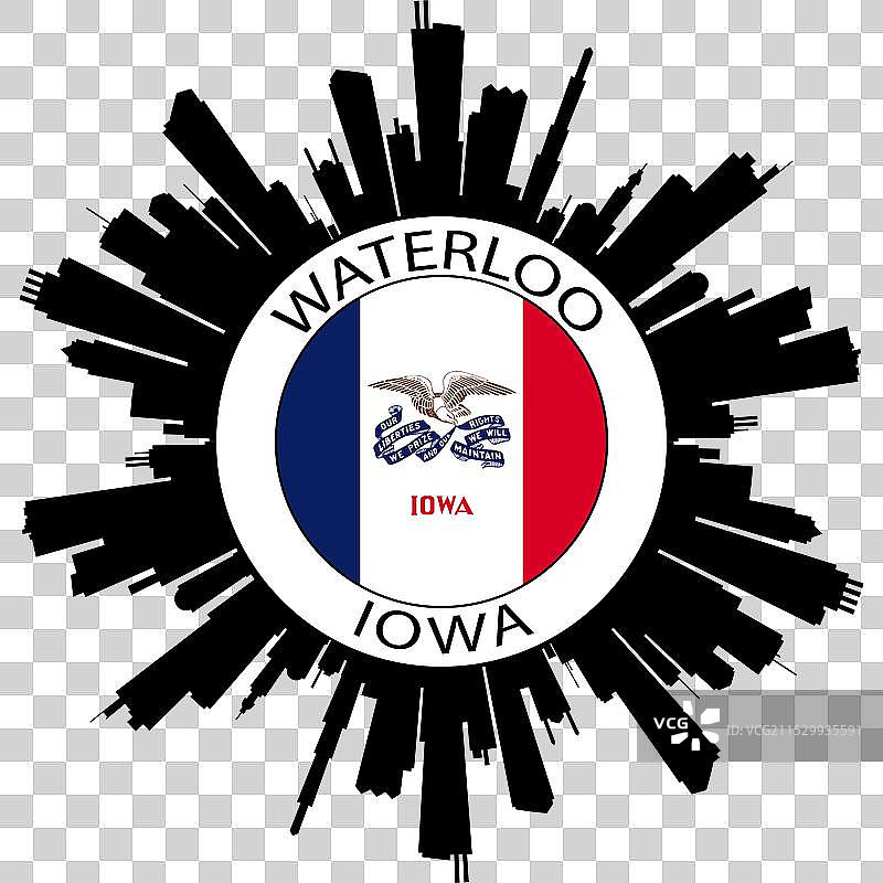 水loo天际线 爱荷华州 旗帜 美国 旅行纪念品图片素材