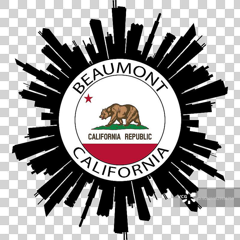 博蒙特天际线，加利福尼亚州，美国国旗，旅行图片素材