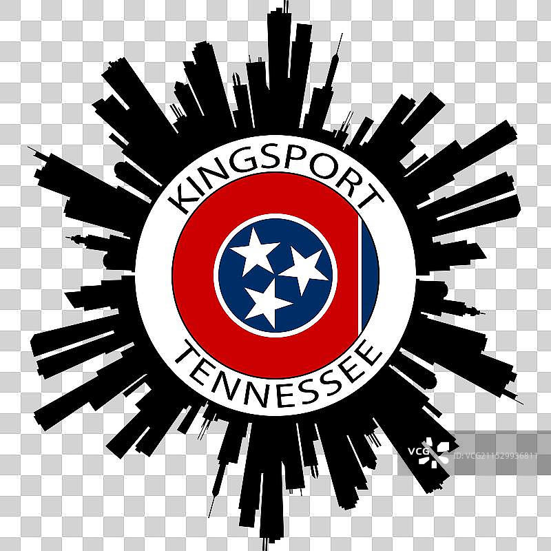 田纳西州金斯波特天际线美国国旗旅行图片素材