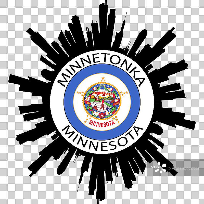 明尼苏达州明尼通卡天际线美国国旗旅行图片素材