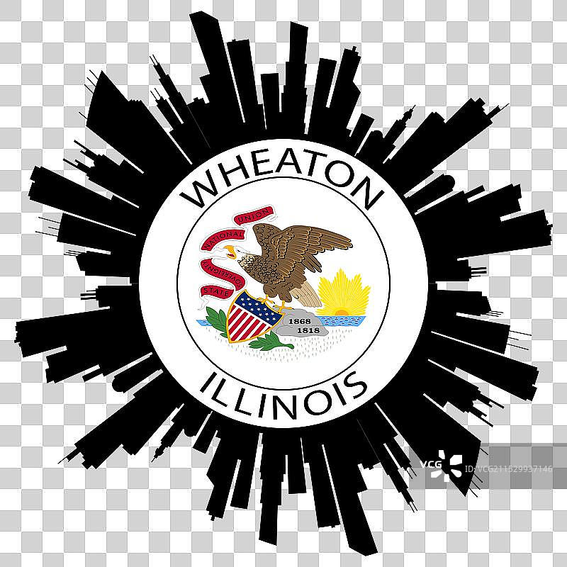 威顿天际线 伊利诺伊州 旗帜 美国 旅行纪念品图片素材