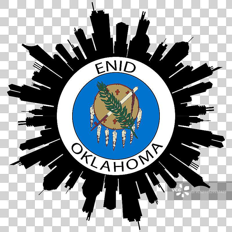 俄克拉荷马州埃尼德市天际线美国旅行纪念品图片素材