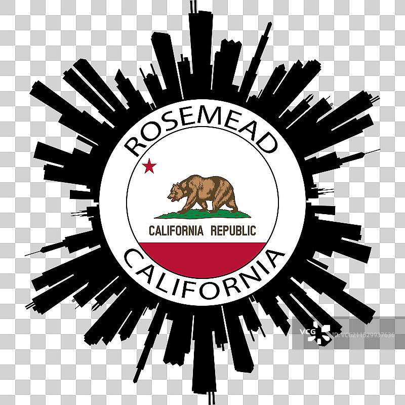 加州罗斯米德天际线美国国旗旅行图片素材