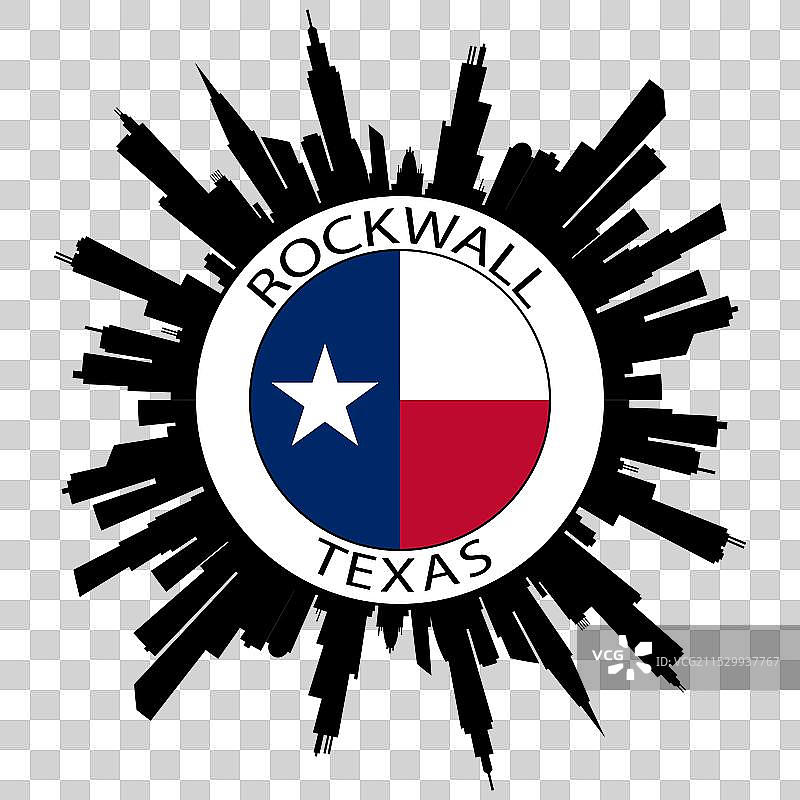 德克萨斯州洛克沃尔天际线美国国旗旅行纪念品图片素材