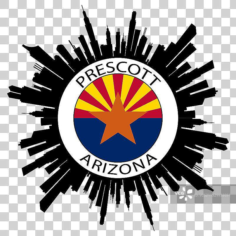 普雷斯科特天际线，亚利桑那州，美国国旗，旅行纪念品图片素材