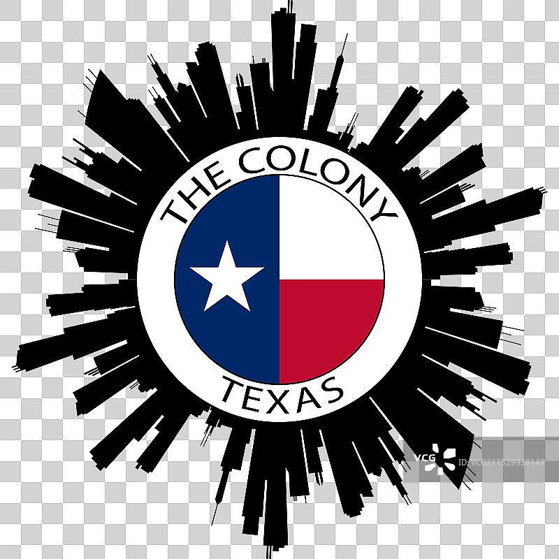 德克萨斯州殖民地天际线美国国旗旅行纪念品图片素材