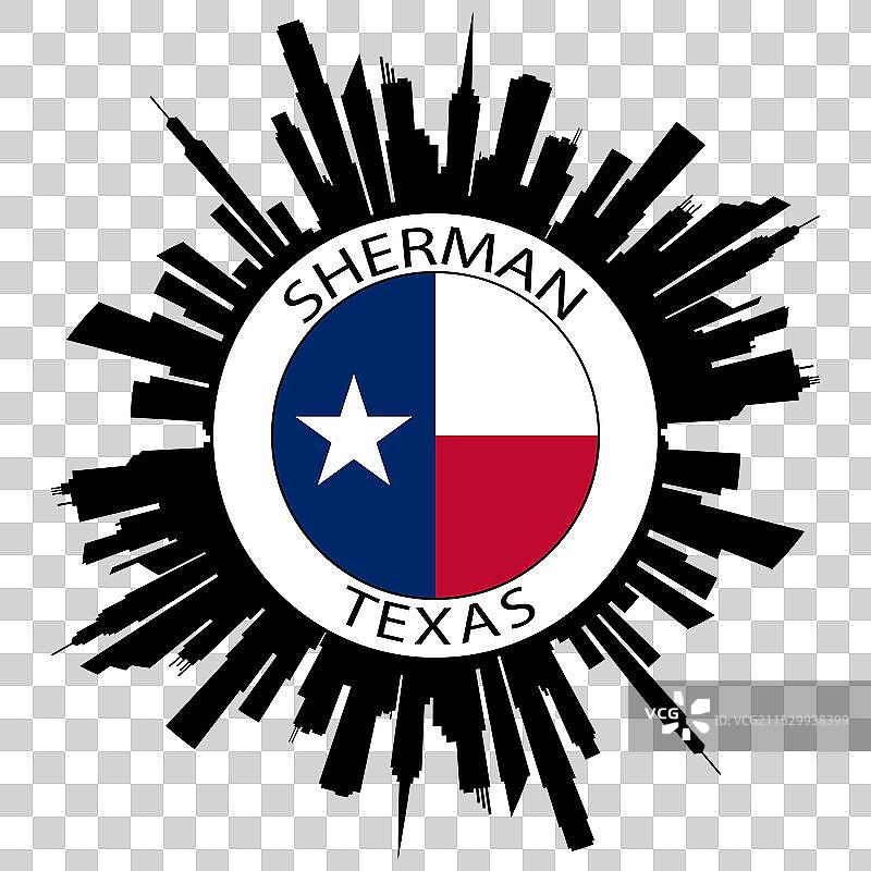 德克萨斯州谢尔曼天际线美国旅行纪念品图片素材