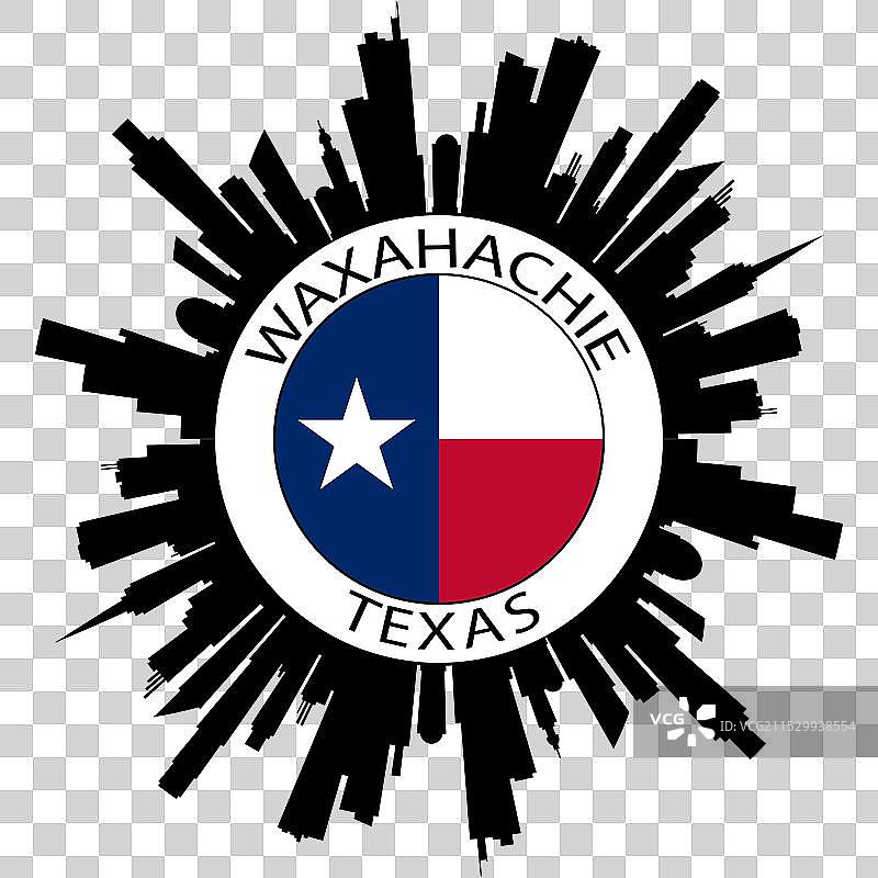 德克萨斯州瓦克萨哈奇天际线美国国旗旅行纪念品图片素材