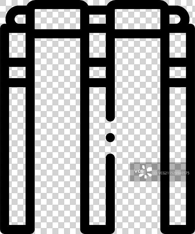 板球门柱图标，细线条风格设计图片素材