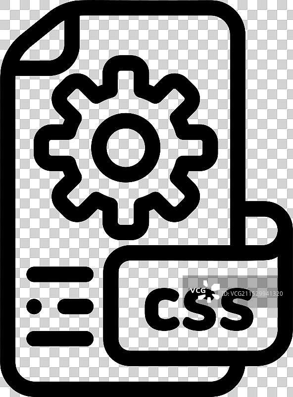 CSS 文件图标，细线风格设计，独立展示图片素材