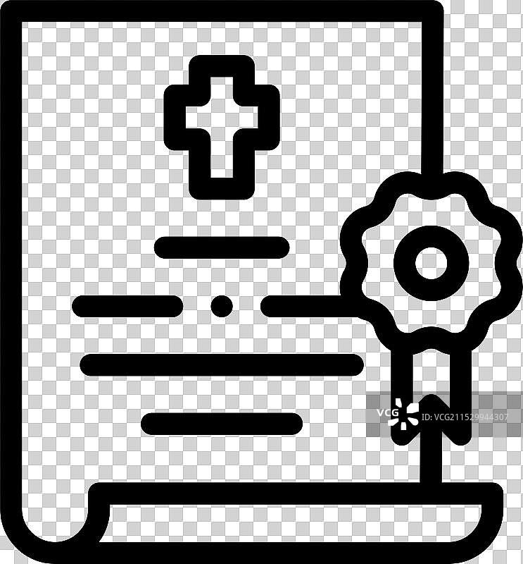 死亡证明图标，细线风格设计图片素材